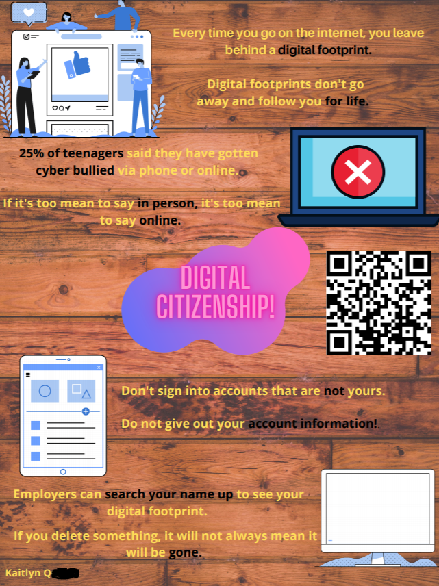MsPTechnology1's tweet photo. Students worked on digital citizenship posters today using the Canva website! This is a very important topic especially now during our year of virtual learning. 
@PelechStanley @depierroHMS @canva https://t.co/zwOPw17Oa3