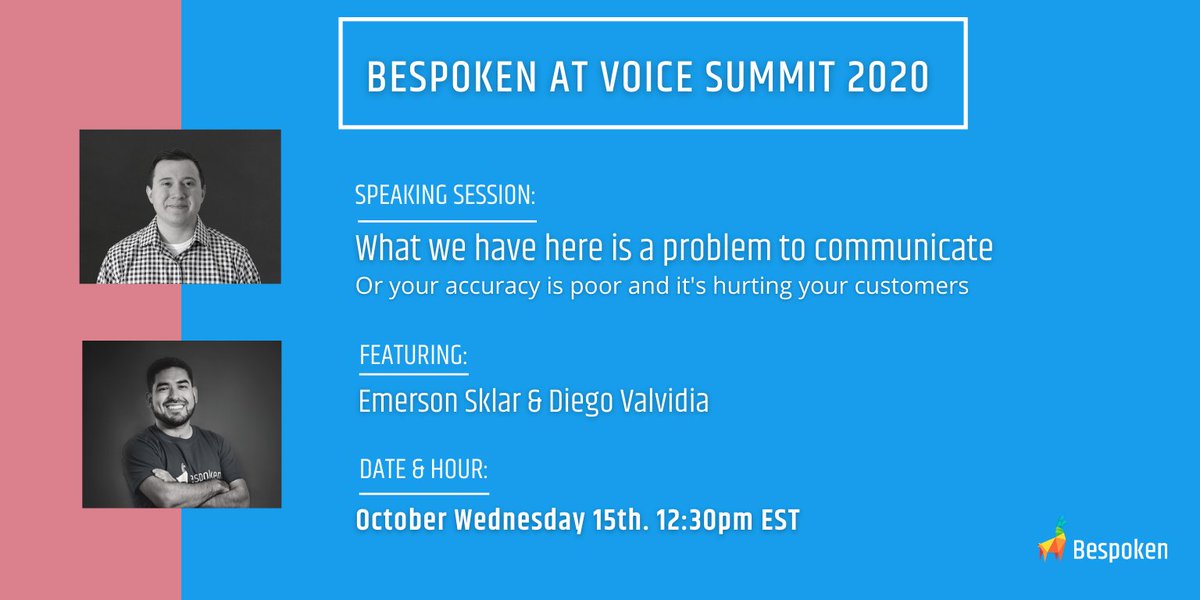 Join the <a href="/EmersonSklar/">Emerson Sklar</a> and <a href="/diegotestsvoice/">Diego Martín</a> at The Voice Summit. Learn more about how to enhance the accuracy of your Voice experiences and make them memorable.😃 Register for FREE at voicesummit.ai/tickets