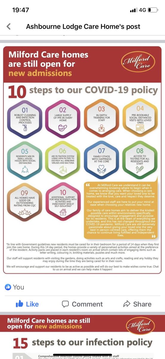 Perhaps <a href="/MilfordCare/">Milford Care</a> can give a few tips to <a href="/DHSCmedia/">DHSC Media Centre</a> <a href="/MattHancock/">Matt Hancock</a> <a href="/BorisJohnson/">Boris Johnson</a> about how to be clear about what precautions are in place. It’s also an excellent list for families to ask of care homes where their loved ones are.