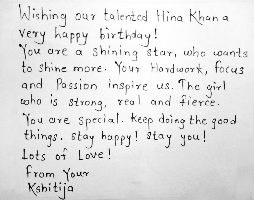 @Shanatic_Kt wishes the shining star  @eyehinakhan all the luck and wishesHAPPY BIRTHDAY HINA KHAN #HappyBirthdayHinaKhan