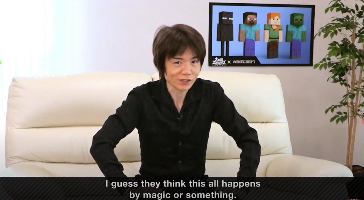 MagumaUsagi's tweet photo. This is the best takeaway for me from that announcement.

Sakurai putting this quote into the ether. 

Every time gamers complain about how they don't have what they want or that things aren't to their ridiculous standards, please just hit em with this lol https://t.co/Lf293sBSGt
