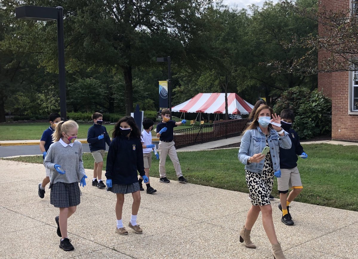 Budding ⁦<a href="/BullisMS/">BullisMS</a> scientists collecting samples ⁦<a href="/BullisSchool/">Bullis School</a>⁩ campus with Chelsea Fajen, 6th grade science teacher leading the way! ⁦<a href="/bullisteaching/">BullisTeaching&Learning</a>⁩ #bullisschool