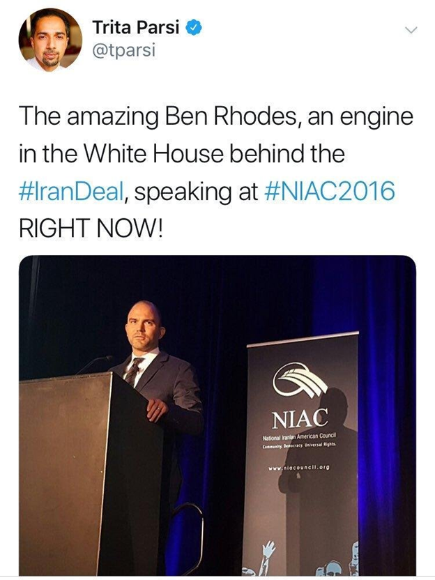 7)Talking about Ben Rhodes, Parsi & NIAC have very strong ties with Obama’s mastermind of the infamous “echo chamber.”