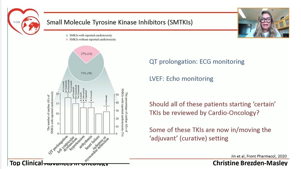 Dr_Mike_Fradley's tweet image. @DrCBrezden discussing the top clinical advances in #cardioonc  should we offering upfront evaluation in pts taking TKIs that may cause CV toxicity  before problems arise?  #vcos20