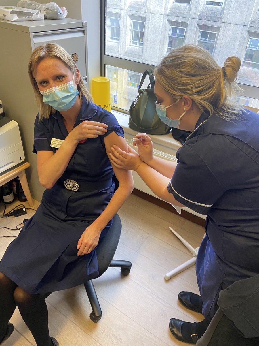 1 down and 2 Heads of Nursing to go! Well done for being brave @Angliss29  I’m coming for @madhouse50burt and @Sh4zz4H  next! #FluJabs #FluFighters @UHL_Team_SM @Leic_hospital