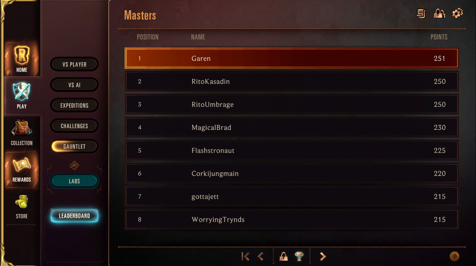 Legends of Runeterra on X: Leaderboards are here! Two new leaderboards  have been added to the Play screen: 🥇 The Masters leaderboard shows who's  on top of the Ranked ladder on your