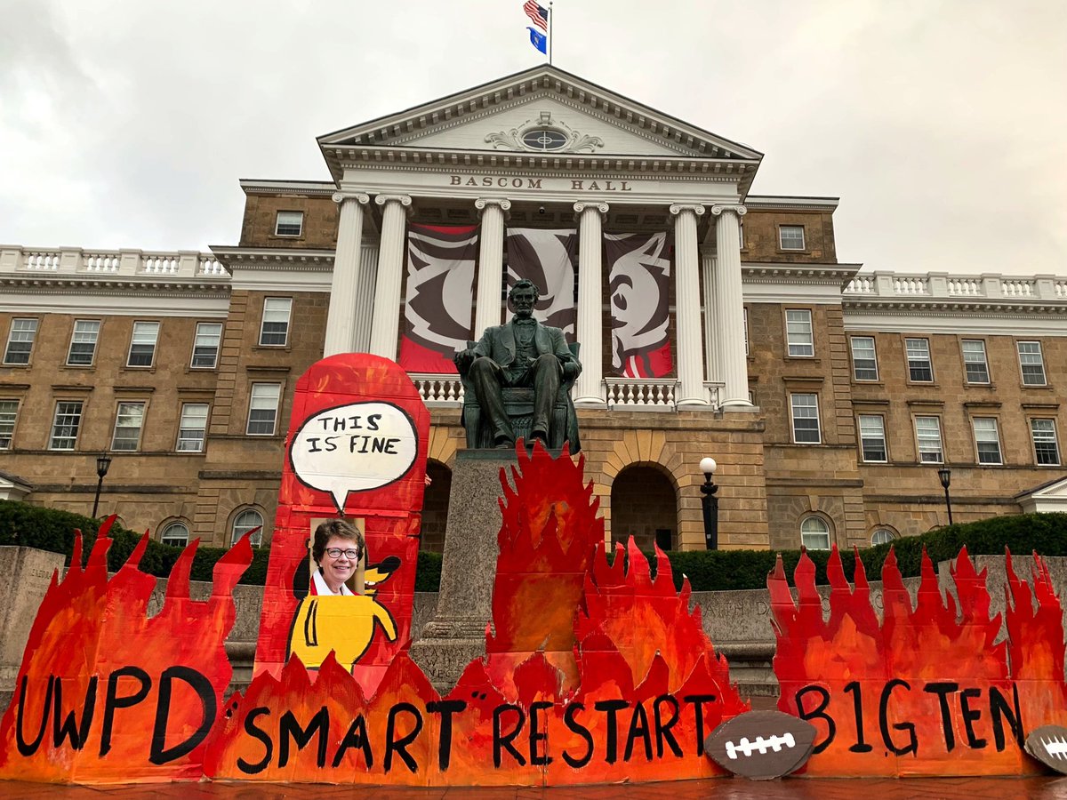 abolitiongeog's tweet photo. UWPD, “Smart” Restart, and the return of football — fires all over campus.
We need to put people over profit.
#AbolishUWPD #MoralRestart https://t.co/KUDERoL9zj