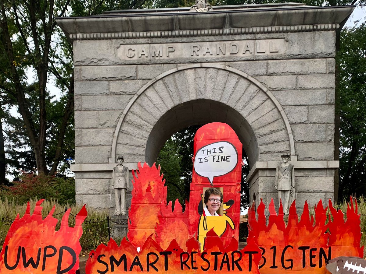abolitiongeog's tweet photo. UWPD, “Smart” Restart, and the return of football — fires all over campus.
We need to put people over profit.
#AbolishUWPD #MoralRestart https://t.co/KUDERoL9zj