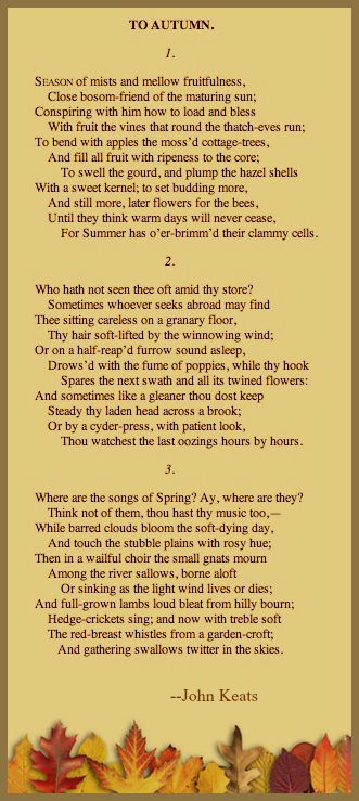 BryanstonEngli1's tweet photo. To mark World Poetry Day, here's a reminder of John Keats' "To Autumn". What's your favourite poem? #WorldPoetryDay https://t.co/1nSPttY2fC