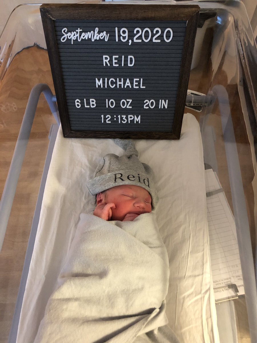 MrsE120's tweet photo. About two weeks ago, we welcomed Reid Michael Ensminger into our family. We are so in love with this little cub. Brodey is working from home these days. He loves comforting his little brother and letting us know when Reid is awake or is crying. #Reconnectnycsd @NESPolarBears https://t.co/3fBfQSVCjj