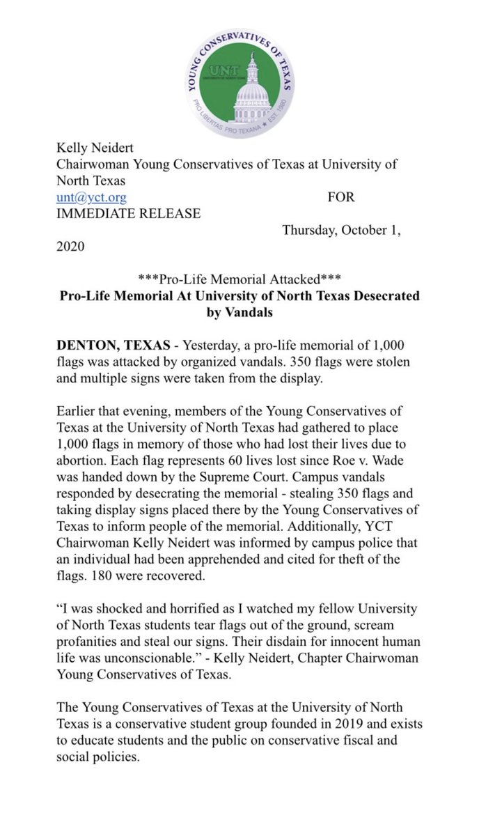 YctUnt's tweet photo. Statement regarding the situation that took place on the south lawn of the Union yesterday evening, September 30th. https://t.co/SPVhSLa4uu