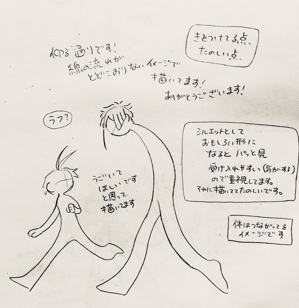 流動的で柔らかいという言葉とても嬉しかったです?!動いて欲しいと思っておえかきしています〜_(┐「ε:)_

ふんわりですが、まとめ(?)てみました。コレは僕の描き方なので、伝わりにくいかもしれませんが、何か参考になれば?
楽しいお絵かきライフを〜〜! 