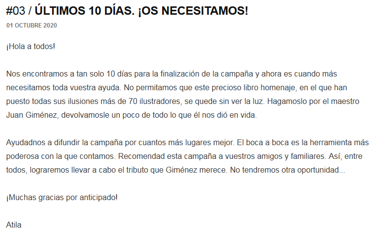 Hagamos este #crowdfunding benéfico realidad. #JuanGimenez se lo merece. Os pido que lo retuiteeis cuanto podáis. 🙏🙏🙏 Quedan 10 días vkm.is/tribute