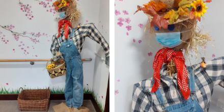 RusthallLodgeCH's tweet photo. We're getting ready to welcome 🍂 autumn 🍂 at #RusthallLodge. Our thanks to Katerina from our #Wellbeing team who created this handsome scarecrow who is currently taking pride of place in our reception. 😊

#CareHome #CareHomeActivities https://t.co/zhhlubFkLH