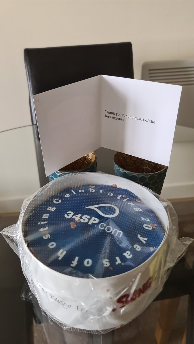 t_houedan's tweet photo. My workplace @34SP just sent all their employees a cake at home for the company's 20th birthday. Thats how you celebrate a birthday social distancing style. #happy20th #34sp https://t.co/qFx8BX9VDz