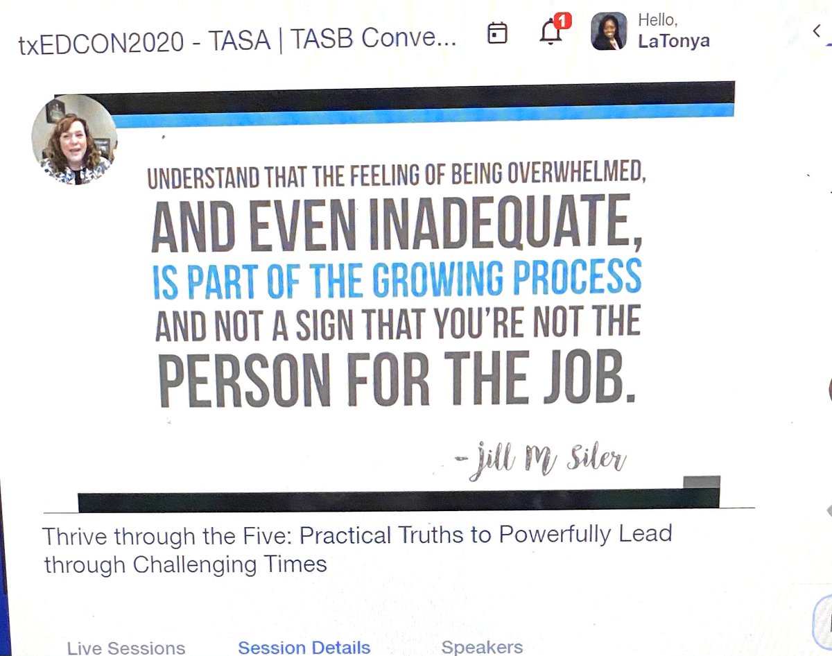 drgoffney's tweet photo. Enjoyed my #sistersupt Dr. @jillmsiler presentation during #TASATASB #txedcon2020 share practical truths to powerfully lead through challenging times. #inspiringleaders #ironsharpensiron https://t.co/vbcjgxzIOO