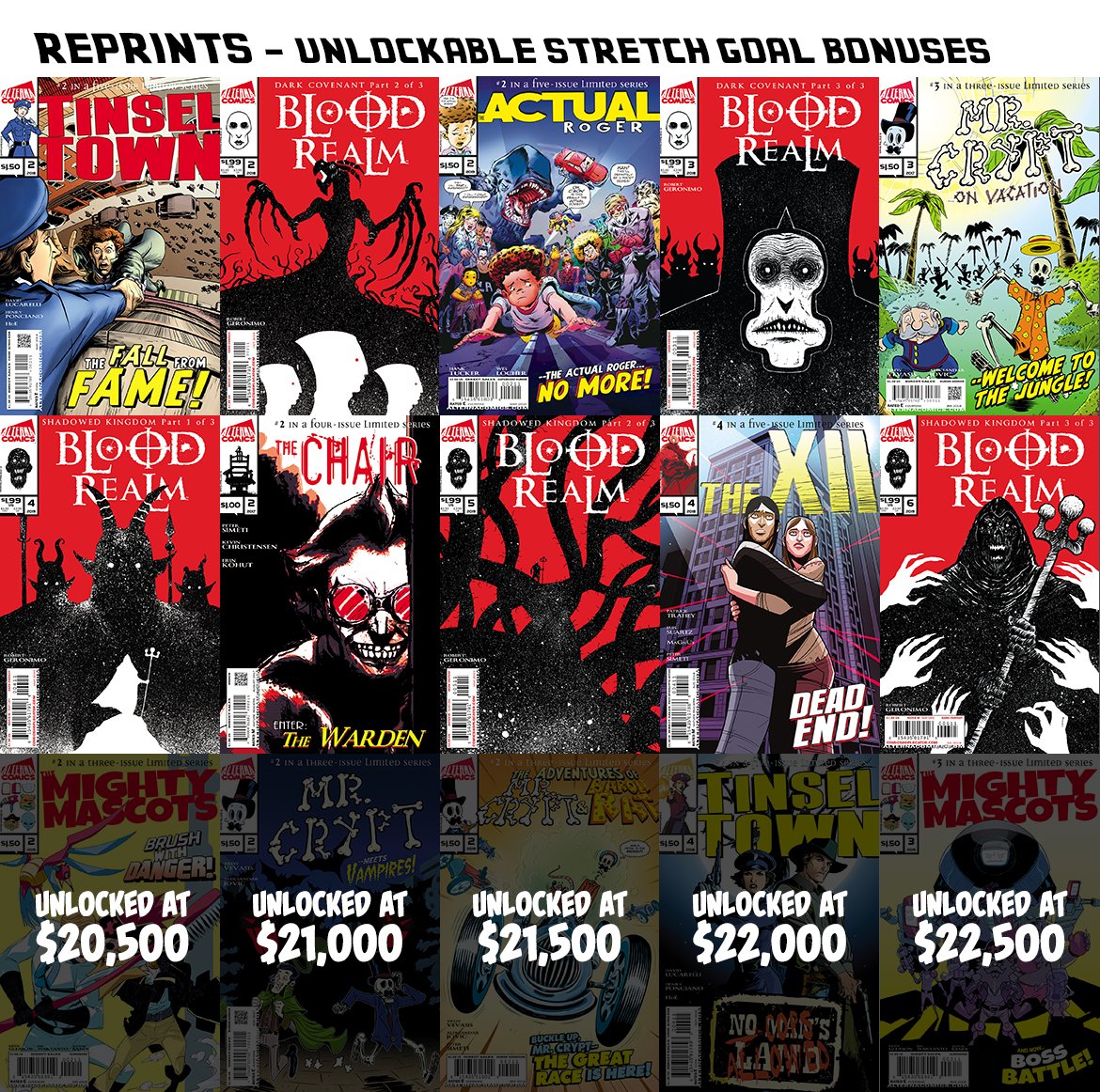 alternacomics's tweet photo. 10 issues are now unlocked!

If you have the FULLY LOADED COLLECTOR CASE ($99) or the REPRINT BUNDLE ($30) -- you'll now be receiving 25 comics instead of 15!

https://t.co/y56Mz7u8u2 https://t.co/RKpgsozmjG