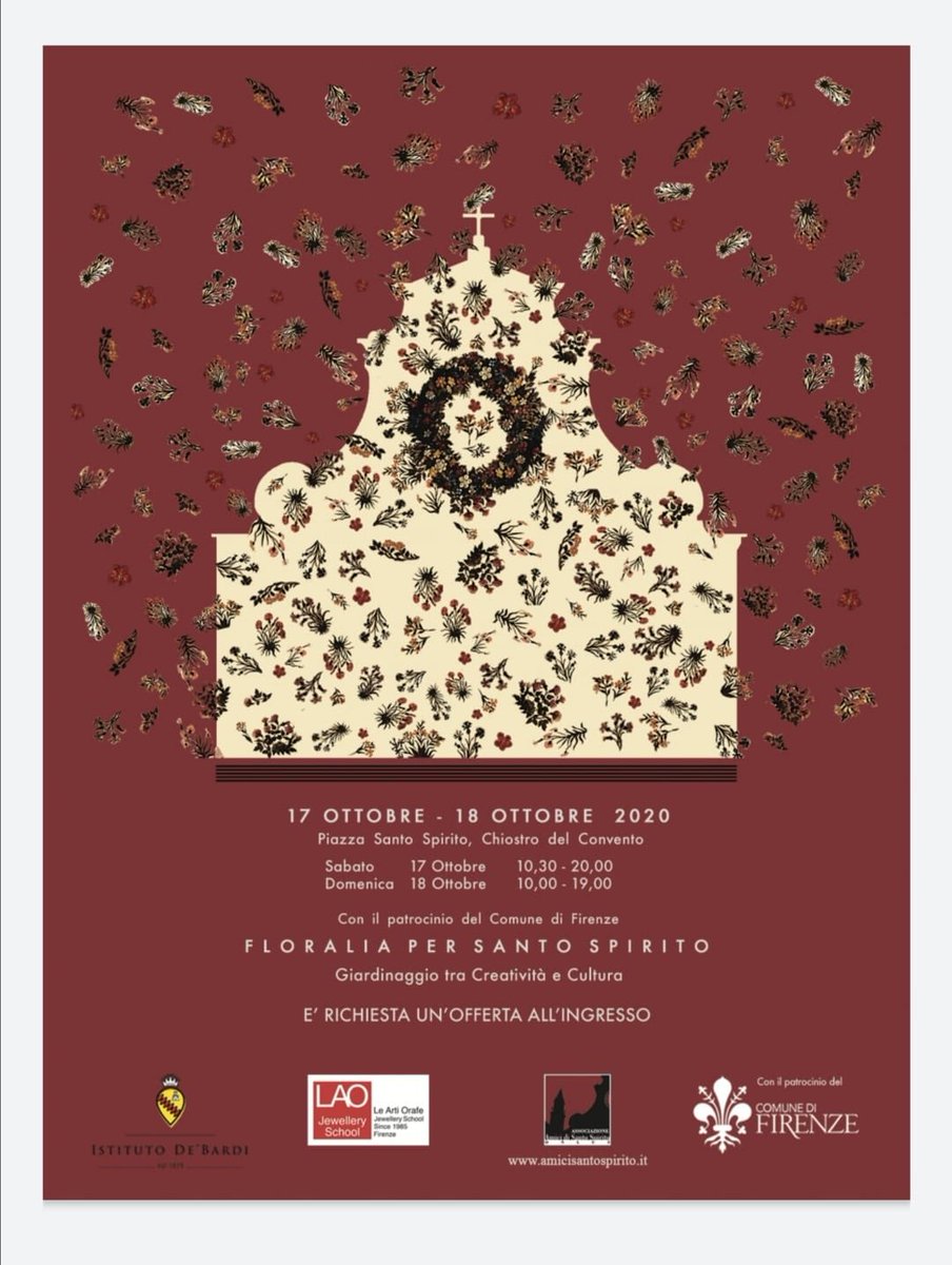 IstitutoB's tweet photo. L’Istituto de’ Bardi parteciperà, con i suoi laboratori di artigianato, a Floralia per Santo Spirito 2020 che si svolgerà il 17 e 18 ottobre 2020 nel Chiostro della Basilica di Santo Spirito a Firenze.

Stay tuned! 😀🌸

#Firenze #floralia #artigianato https://t.co/6IAWNa0NDF