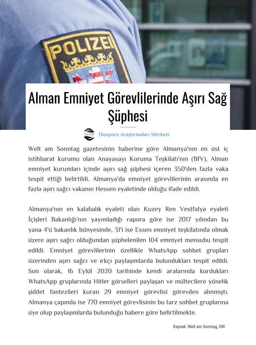 sau_diam's tweet photo. Alman Emniyet Görevlilerinde Aşırı Sağ Şüphesi
#Almanya #AşırıSağ #Diam2020 https://t.co/dSs9Jm06gF