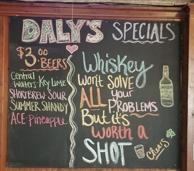 Todays Specials--along with beer specials 
Dipping Taters $6
Pot Roast Sandwich w/fries $8
Roast, potatoes, carrots $10
Kitchen open till 9pm Last Call at 10pm