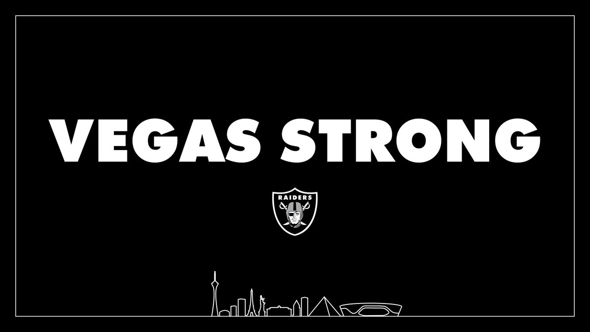 Raiders's tweet photo. We remember the lives lost on October 1, 2017, and those who have worked tirelessly since to provide a sense of comfort and community.

#VegasStrong https://t.co/fUqn7sKikk