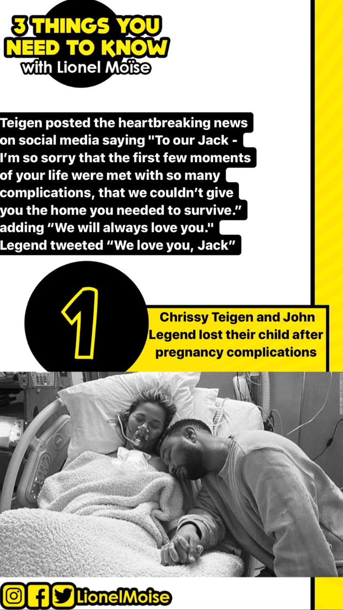 LionelMoise's tweet photo. Here’s #3ThingsYouNeedtoKnow today: #ChrissyTeigen #JohnLegend #JimmyCarter #Subway https://t.co/XLYzB7vyuA