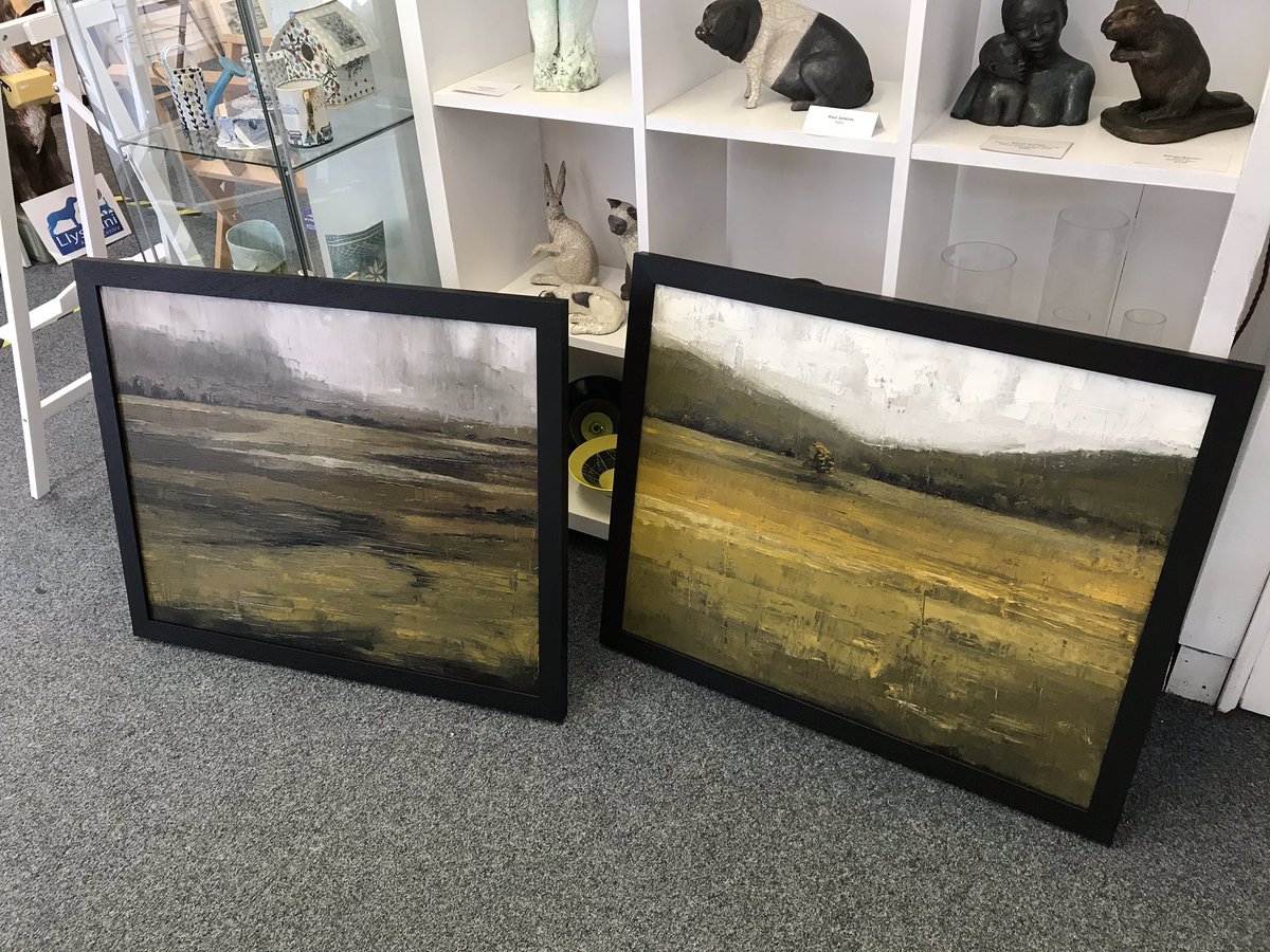 Tonna Fields and Pentreclwyda Fields framed and ready for @Queens_Gallery lockdown exhibition opening on Saturday #framedart #exhibitionart