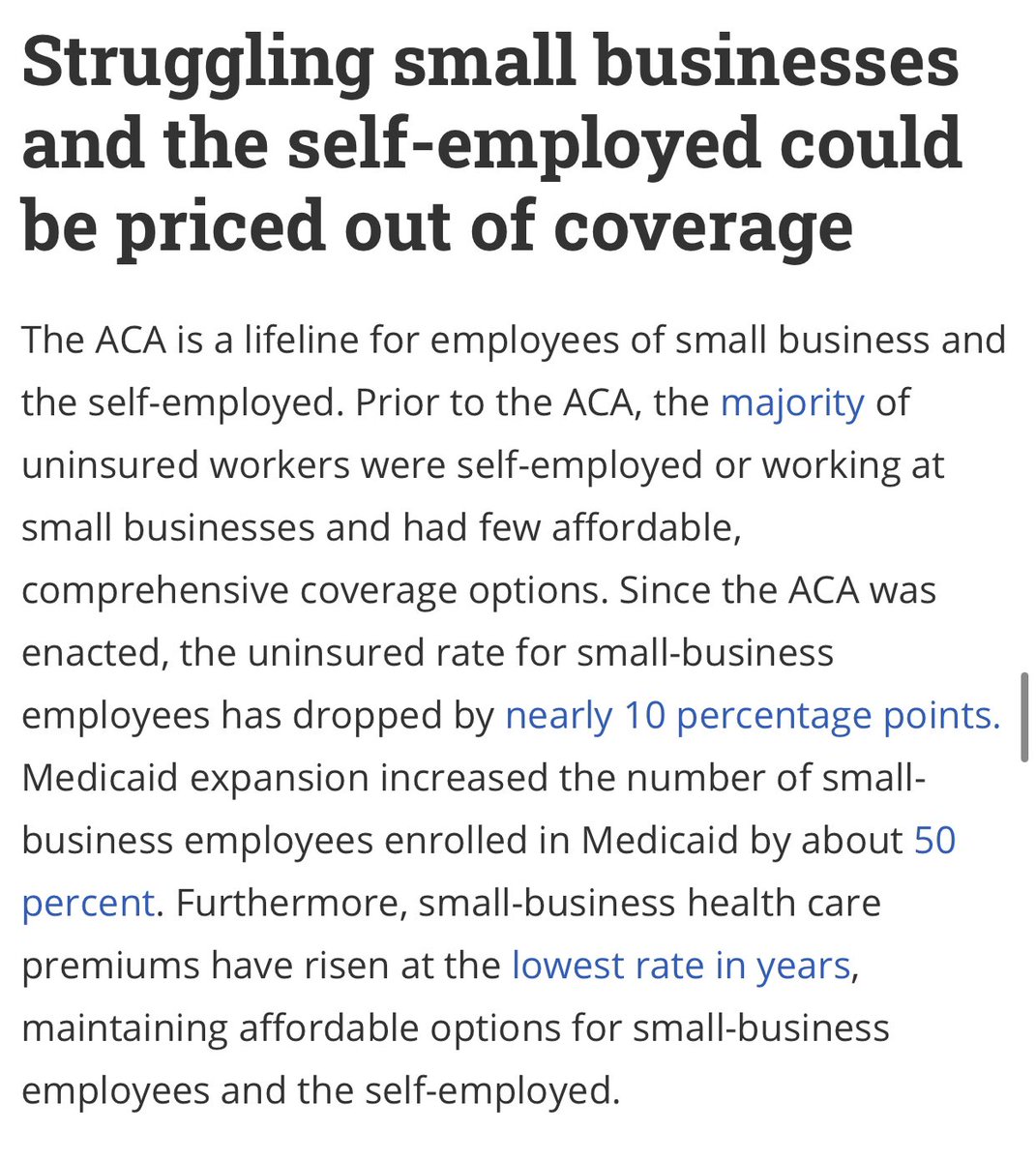 Ways that ACA repeal would lead to chaos.#3: Struggling small businesses and the self-employed could be priced out of coverage