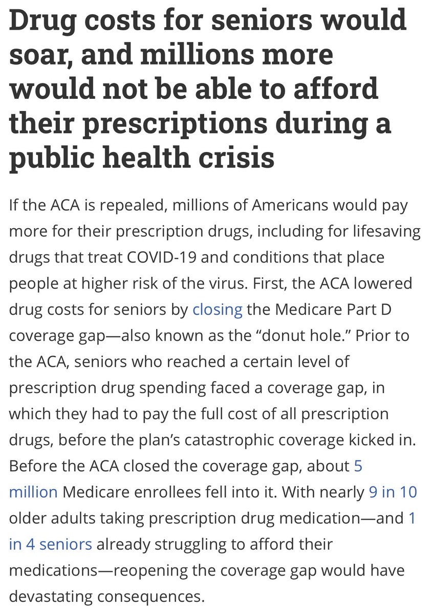 Ways that ACA repeal during a pandemic would lead to chaos.#8: Drug costs for seniors would soar, and millions more would not be able to afford their prescriptions during a public health crisis