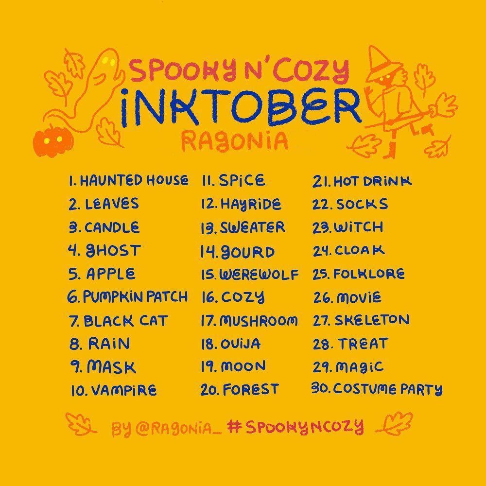 Join us for inktober drawing challenge! 31 days of drawing! Each days has a new spoopy theme. You have 3 lists you can choose from inbox or @ me with your drawings!