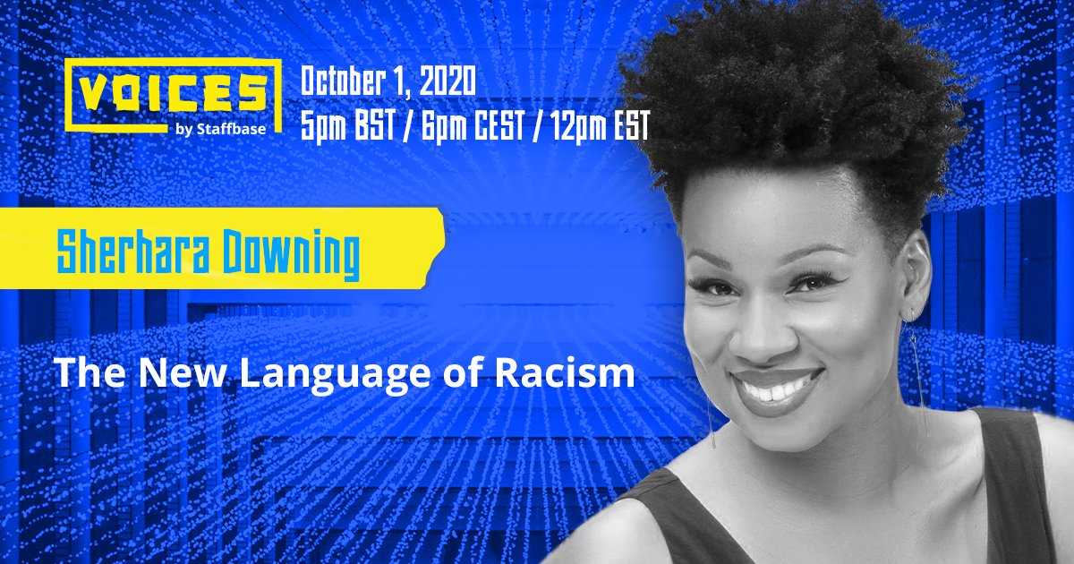 StaffbaseDACH's tweet photo. Our last presenter at #VCS20, @Sherhara, will begin her talk on the new language of racism in 3 minutes! ⏰
Discover how #internalcomms pros can leverage their position to call out racism and call in their employers to imporant DEI conversations ➡️ https://t.co/IzDNZAgeyg https://t.co/AcJCIHex08