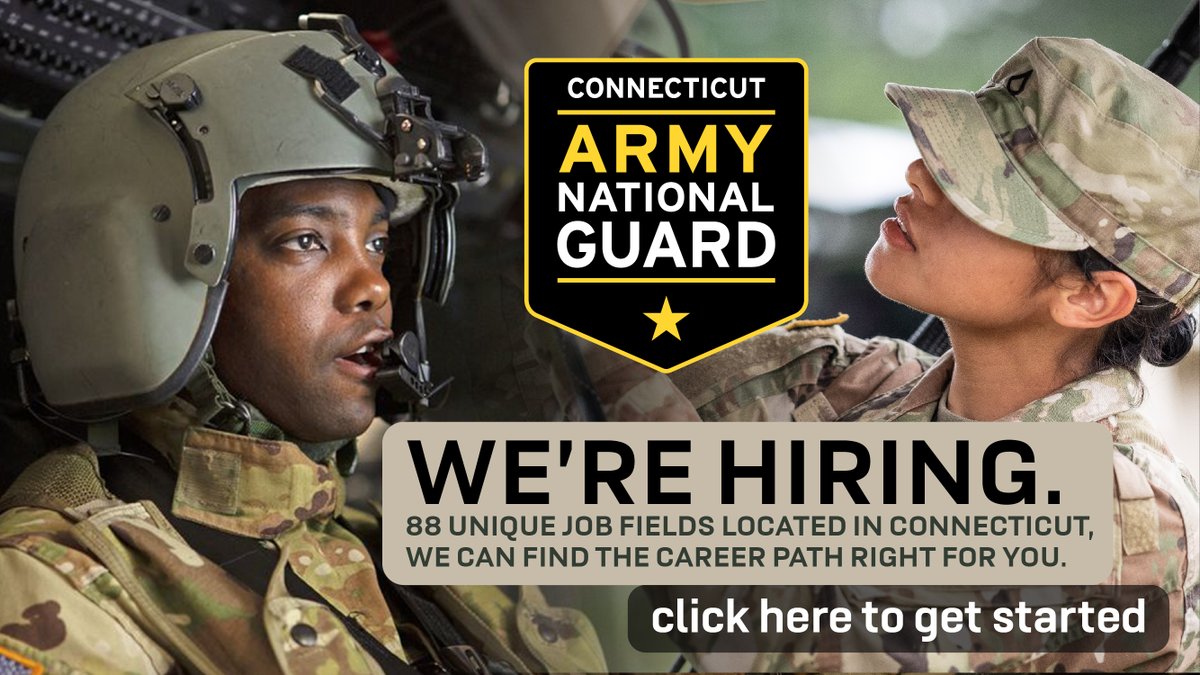The @CTArmyGuard is hiring! Check out the great opportunities to learn new skills and serve your country today at bit.ly/36e9YaT