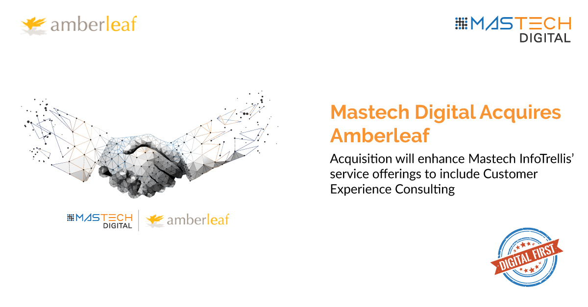 vixgupta's tweet photo. Pleased to announce the acquisition of AmberLeaf by Mastech Digital. AmberLeaf will increase scale and add complementary capabilities to our Data and Analytics business Mastech InfoTrellis; Warm welcome to AmberLeaf associates into the Mastech family! https://t.co/cOHyv6GxgY https://t.co/eG46j53VYp