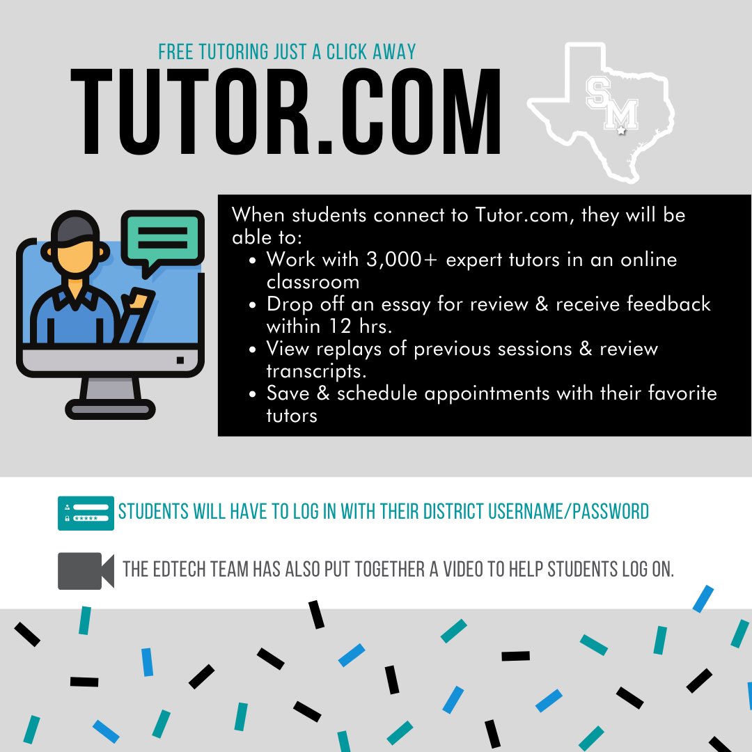 San Marcos CISD on Twitter: "SMCISD has partnered with  https://t.co/Oty8aWXo39 to provide FREE online tutoring to support our  student's academic success. Tutors are available 24/7 for most subjects, so  your students can