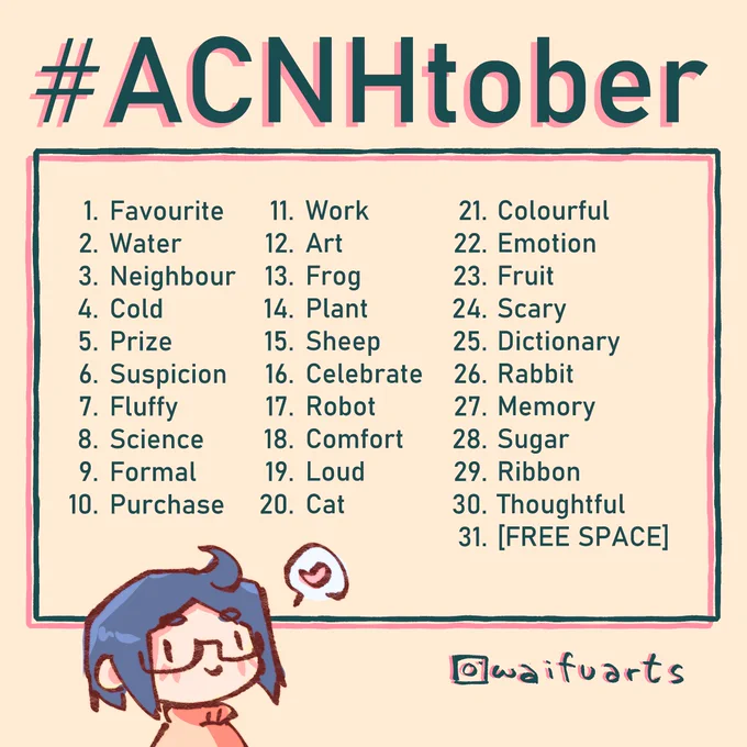 Inktober is so 2019 consider instead #ACNHtober for the year 2020

#drawtober #artober #inktober2020 #inktoberalternative #AnimalCrossingNewHorizions #ACNH 