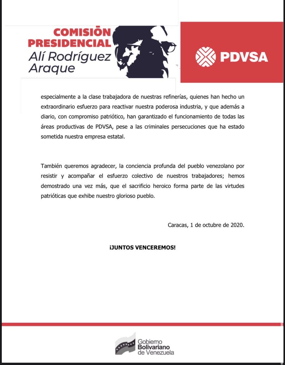 Tareck El Aissami (@tareckpsuv) on Twitter photo COMUNICADO de la Comisión Presidencial ALÍ RODRÍGUEZ ARAQUE. VENCEREMOS!! COMUNICADO de la Comisión Presidencial ALÍ RODRÍGUEZ ARAQUE. VENCEREMOS!!