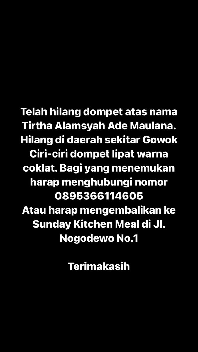 itsmesetaa's tweet photo. mohon bantuannya untuk retweet tweet ini. Hilang di area Gowok, Yogyakarta. Bagi yang menemukan bisa menghubungi nomor yang tertera https://t.co/f3ySJUdKoc