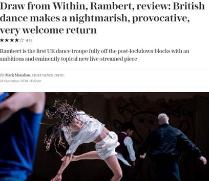 "Rambert is the first UK dance troupe fully off the post-lockdown blocks with an ambitious and eminently topical new live-streamed piece" – The Telegraph.

For those who saw Drawn from Within last weekend, what was your favourite scene? 🤔 #DrawFromWithin