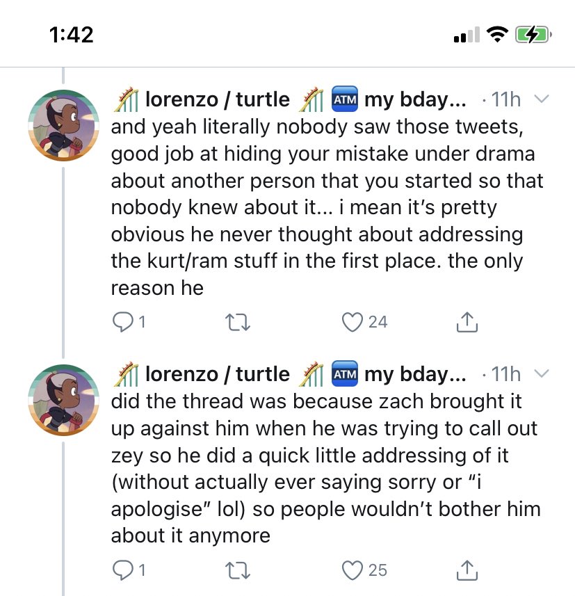 and no i was not trying to burry it under what WAS NOT FUCKING drama. zey being a racist emotional manipulator was anything but drama.