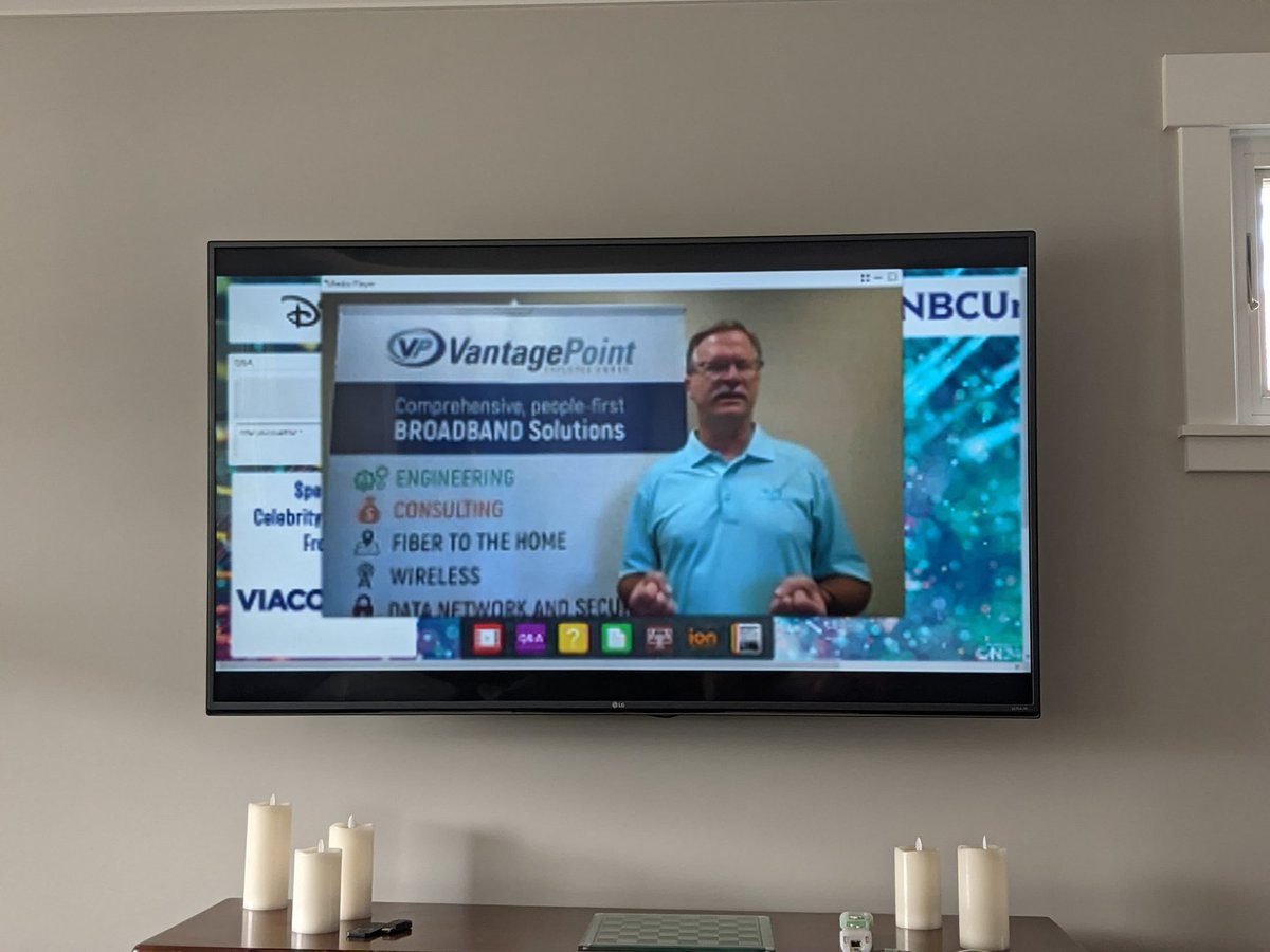 Nice to see <a href="/Vantage_Pnt/">Vantage Point Solutions</a> <a href="/VPSLT/">Larry Thompson</a> on TV at the @IndieShow2020. His advice; continue to position fiber deeper into the network, eliminate actives in the outside plant, prepare for 10 gig and beyond. Order fiber now as there's great demand.