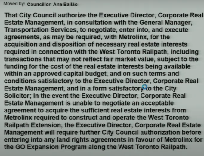 Councillor Ana Bailao has a motion to get things moving on the West Toronto Railpath.