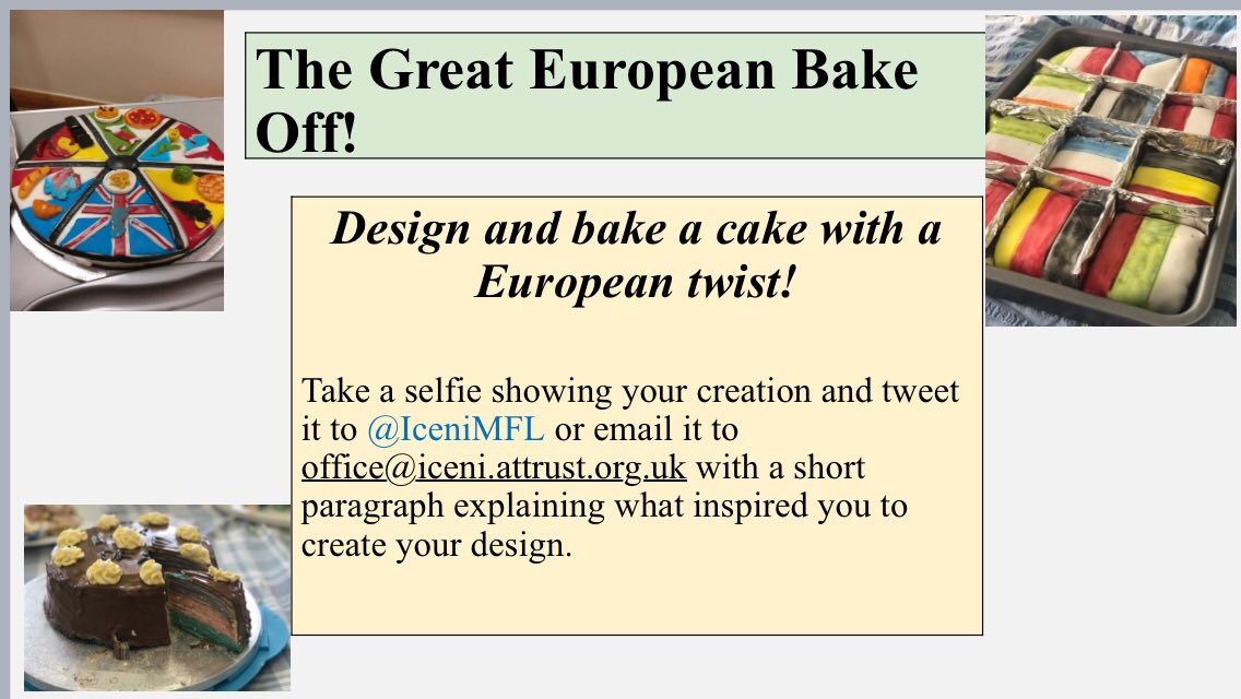 Let’s get cooking... who will be sending in their selfies with their European creations? Maybe even a dish from a European country? We look forward to seeing them. Deadline for pictures is Weds 7th October. <a href="/IceniAcademy/">Iceni Secondary Academy</a>