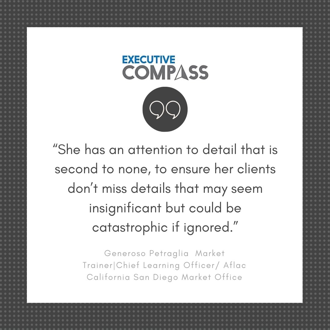 Execucompass's tweet image. “Serena has a unique talent that is missing from many of her peers in the industry.” - Generoso Petraglia Market Trainer | Chief Learning Officer/ Aflac California San Diego Market Office executivecompasshr.com
#recruitment #hiring #humanresourcesmanagement #recruiting #client