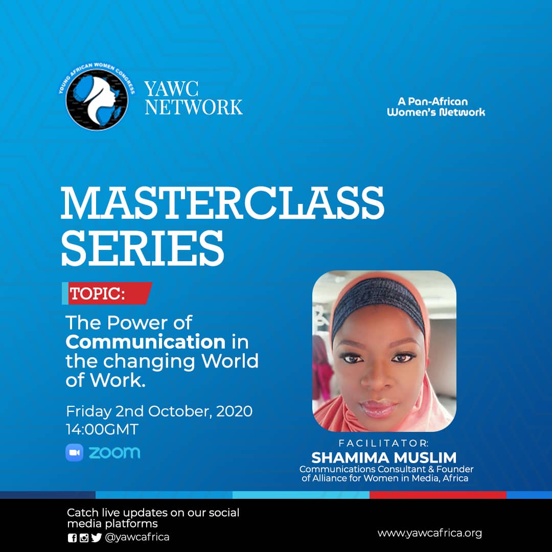 YAWC_Network's tweet photo. The Virtual Masterclass Series for YAWC Network Members starts tomorrow.
Make a date.
@shamimamuslim https://t.co/kTnLgD0Tat