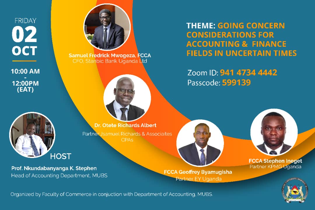 mwebaruno's tweet photo. A webinar worth attending!
#Hapenning tomorrow #10:00AM(EAT) @stanbicug @ICPAU1 @MUBSLeadership @mubs_unit @MUBS_Entreship @MakerereU @OfficialMubs @KPMGEastAfrica @EYnews @PwC @ACCAUganda1 @ACCAUG @CentenaryBank @UCUniversity @Kyambogouniv https://t.co/fNR9IDNwJr