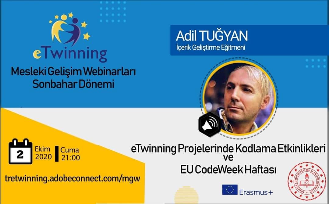 OrduARGE's tweet image. Yarın akşam webinara davetlisiniz.
eTwinning Projelerinde Kodlama Etkinlikleri ve EU Codeweek Haftası
Detaylar duyuruda👇
tretwinning.adobeconnect.com/mgw
#codeweek2020
@ziyaselcuk @tcmeb @mhbucuk
@mfatihdoger @mfvargeloglu
@eucodeweek @tretwinning
#eTwinningOrdu 💛💙