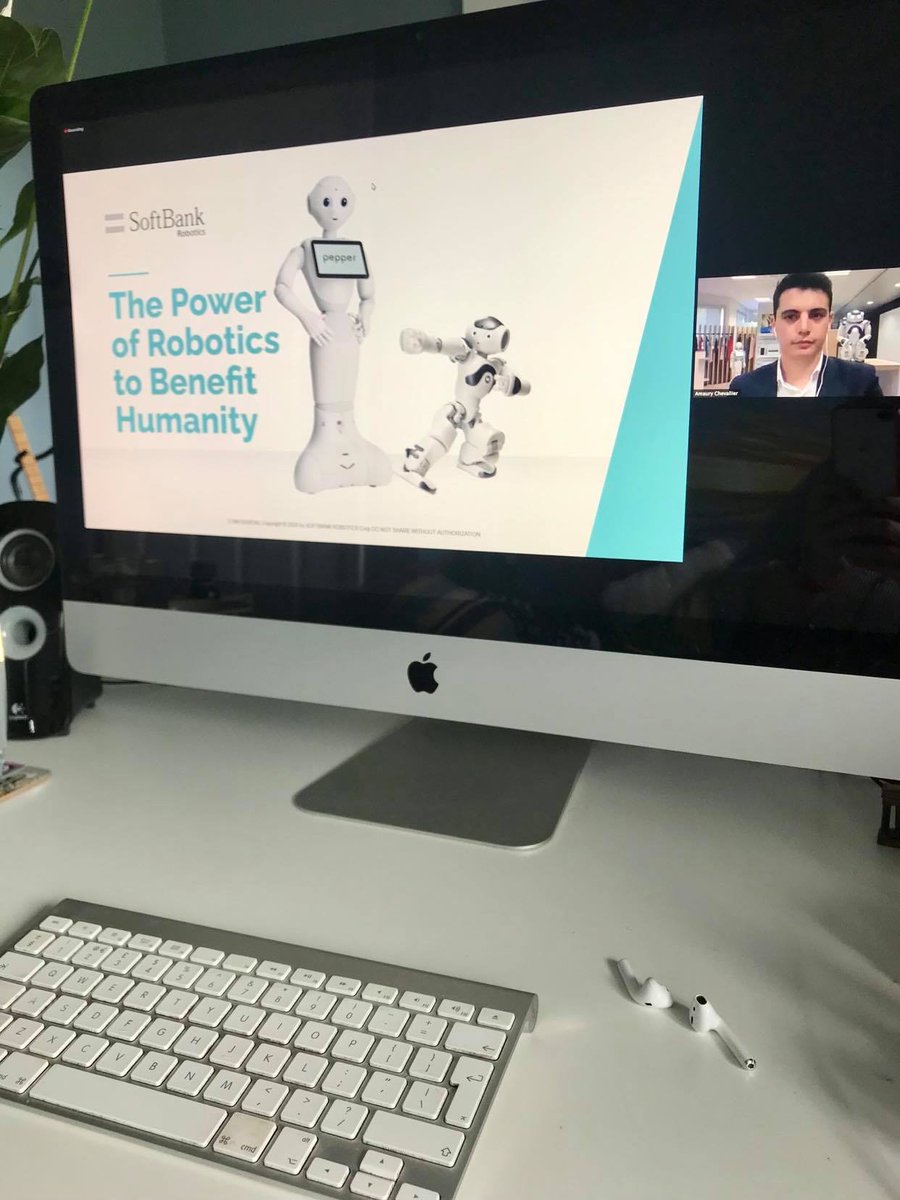 DebbieWoodward's tweet photo. Interesting and informative webinar by Amaury Chevallier and Clarisse Le Guyader from @SBREurope on educational humanoid robots, their applications in daily life &amp; cross-curriculum learning. #Education #Academics #Robotics #AI #Pepperrobot #NAOrobot @NaoRobot @NaoRobotIrl https://t.co/cajyjc2yrb