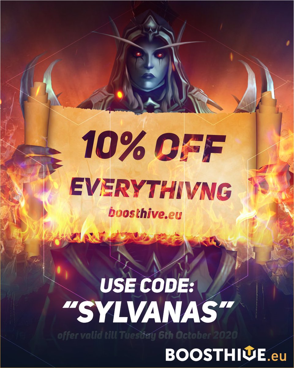 boosthive's tweet image. 🔥 Get 10% OFF EVERYTHING! From #Sylvanas herself! 🔥 
 
Sylvanas is not really happy but she decided to get you a great #present right before the #Shadowlands pre-patch! Get all you missed in #BFA from a professional #carry team of Boosthive.eu!