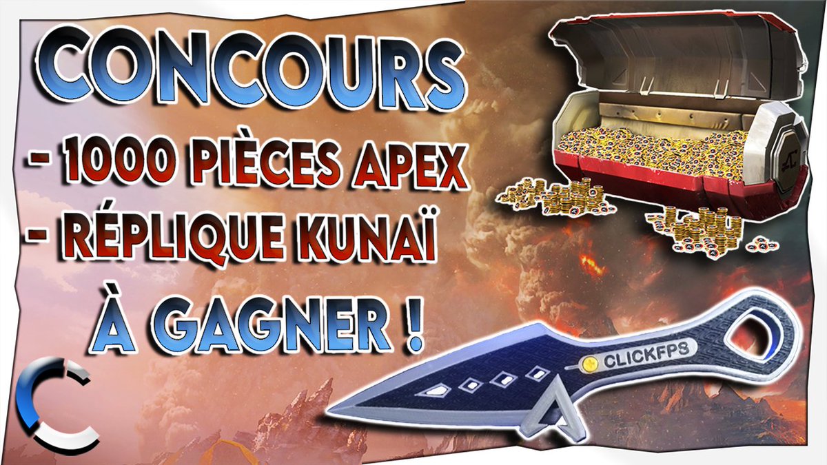 ClickoO1's tweet photo. Yop les vilains, aujourd'hui je vous propose de tenter de gagner ce Kunaï de Wraith avec votre pseudo dessus et 1000 pièces #Apex !

Pour participer vous devez : 
- Follow @ClickoO1
- Follow la page de @MajnoniV
- Retweeter ce post
- Identifier deux potes
- TAS le 07/10/2020 https://t.co/PI2Z0pIgin