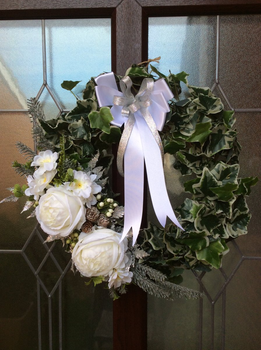 Excited to share the latest addition to my #etsy shop: Artificial Winter/Christmas Luxury Door Wreath - Ivy, White Peony Flowers, Frosted Spruce, Winter Berries, Pine Cones &amp; Silver Leaves etsy.me/2ET3KC0 #christmas #winter #wreath #ivory #green #pinecone #berr